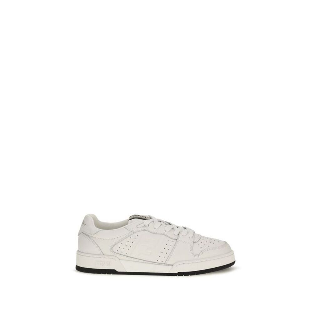 Fendi White Calf Leather Bos Taurus Athletic Men's Sneakers